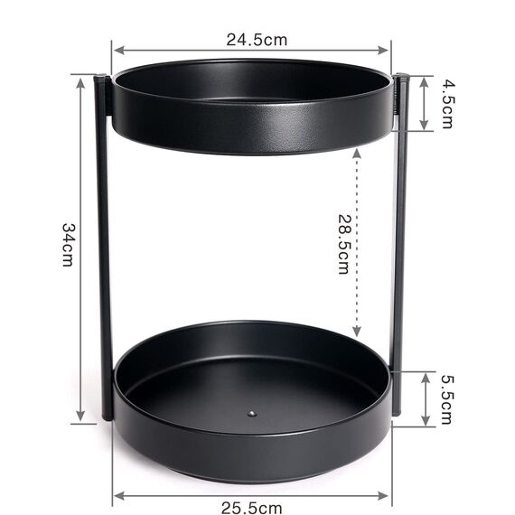 XNTONG - 2-stöckige 360° Drehbar gewürzständer, 25.8cm Drehbar drehteller, Kann im küche drehbares gewürzregal, Drehbarer ordnungssystem, Badezimmer drehbar tablett, Lazy Susan drehteller Organizer
