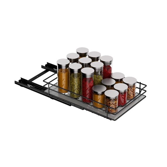 MAYZOLOP Gewürzregal Ausziehbar, Schrank Organizer Küche, Stehend, P26.4*L17.2*H5.6CM
