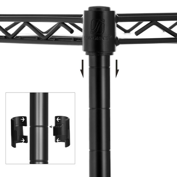 SONGMICS Gewürzregal mit 3 Ebenen, Küchen-Organizer, aus Metall, mit PP-Platten, verstellbare Regalebene, 15 x 40 x 39,5 cm, schwarz LGR025B01