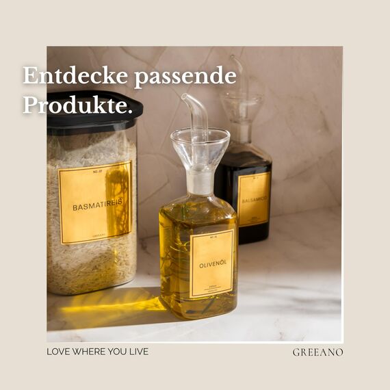 Greeano Gewürzgläser Set [24 x 120ml] mit 300 Gewürzetiketten [DE] - Gewürze Aufbewahrung mit Streueinsatz - Gewürzdosen Glas - Gewürzbehälter Glas - Gewürz Organizer - Spice Jars Gold