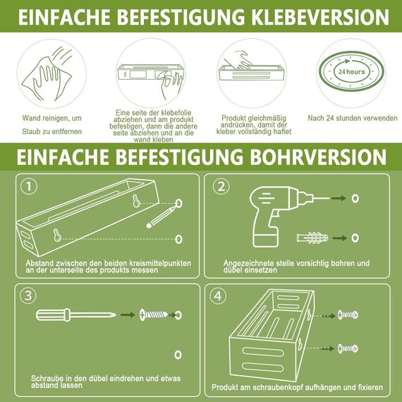 SAUNNIHEN Bambus Gewürzregal Ohne Bohren, 4 Stück Gewürzständer Wand, Gewürzhalter kann Schranktüren Kühlschrank, Stehend oder Hängend verwendbar, Selbstklebende oder Gebohrte Montage