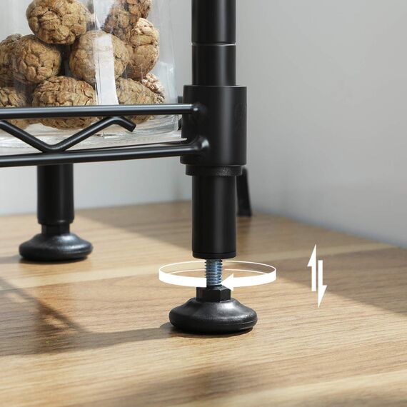 SONGMICS Gewürzregal mit 3 Ebenen, Küchen-Organizer, aus Metall, mit PP-Platten, verstellbare Regalebene, 15 x 40 x 39,5 cm, schwarz LGR025B01