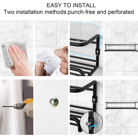 Priksia Gewürzregal Wand, 4er Set Gewürz Organizer Ohne Bohren, Gewürzhalter Hängend aus Metall mit 8 Selbstklebende und Schrauben für Gewürzdosen, Küchenschrank, Speisekammertür