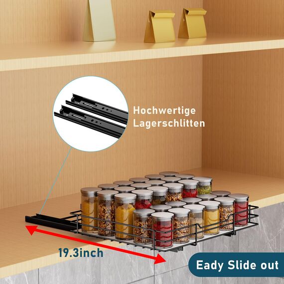 MAYZOLOP Ausziehbares Gewürzregal, Gewürzregal für den Innenschrank, Metall-Küchenschrank-Organizer, Aufbewahrungsregal