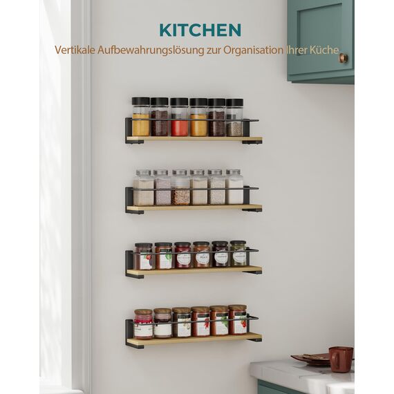OROPY 2er Pack Gewürzregale Wandmontage für Küche, Gewürzhalter Organizer Hängend aus Kiefernholz, Küchenregal Wand Holz für Schranktür, Ankerkrautgläser, Gewürzdosen - Kiefernholz, 40x9cm