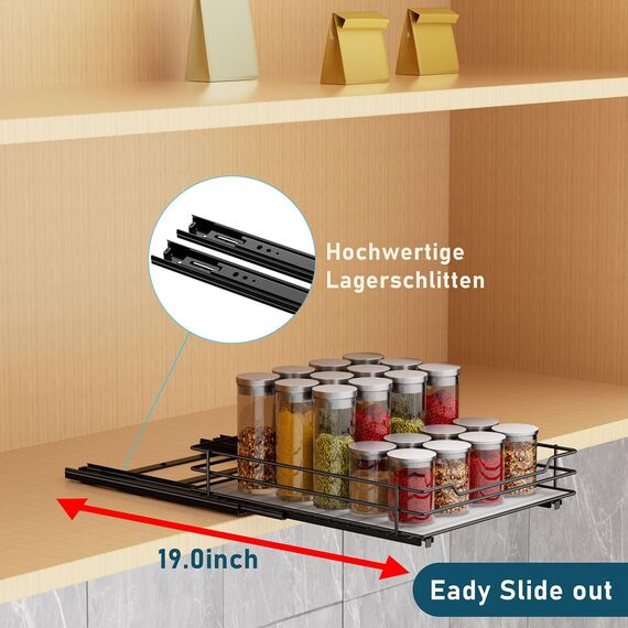 MAYZOLOP Ausziehbares Gewürzregal, Gewürzregal für den Innenschrank, Metall-Küchenschrank-Organizer, Aufbewahrungsregal