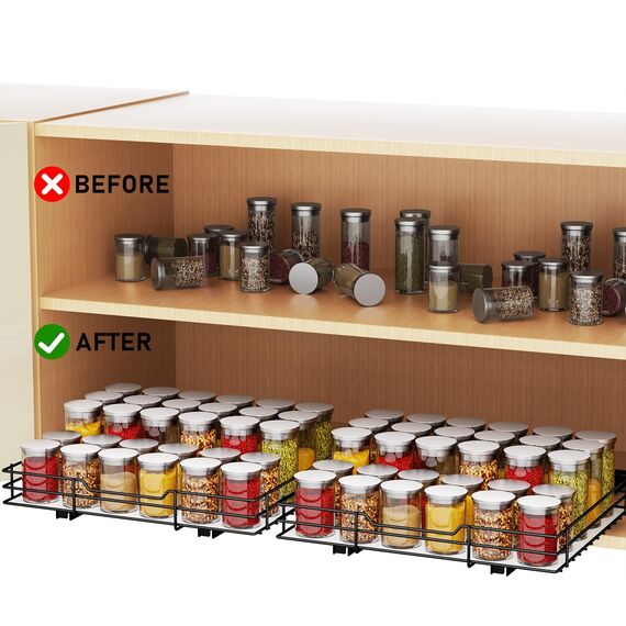 MAYZOLOP Ausziehbares Gewürzregal, Gewürzregal für den Innenschrank, Metall-Küchenschrank-Organizer, Aufbewahrungsregal