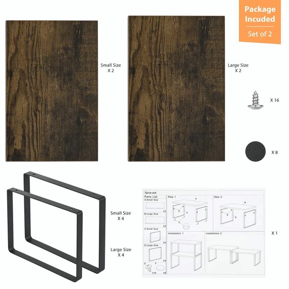 LIANTRAL Küchenregal, 4er Set Küchenschrank Organizer, Küchen Organizer aus Metall und Holzwerkstoff, Erweiterbar und Stapelbar kleines Regal Küche Schrank-Organizer Gewürzregale, Braun und Schwarz