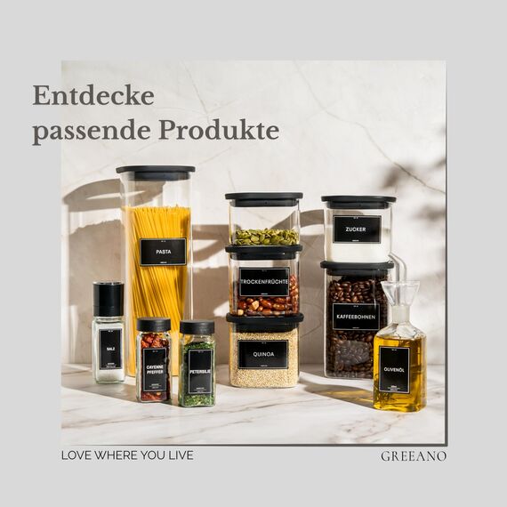 Greeano Salz und Pfeffermühle [2er Set] – Hochwertige Gewürzmühle aus Glas mit Keramikmahlwerk – Manuelle Salzmühle & Pfeffermühle für grobes Salz, Pfeffer & Gewürze