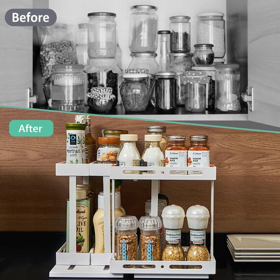 Melldrry Gewürzregal Ausziehbar, Drehteller Organizer, Schrank Organizer Küche, Drehbar Lazy Gewürzregal Küchen Organizer, Drehplatter Organizer Für Schrank Kühlschrank Küchen Arbeitsplaatte