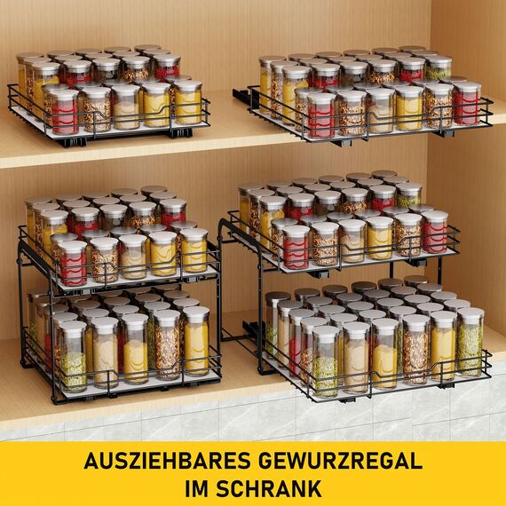 MAYZOLOP Ausziehbares Gewürzregal, Gewürzregal für den Innenschrank, Metall-Küchenschrank-Organizer, Aufbewahrungsregal