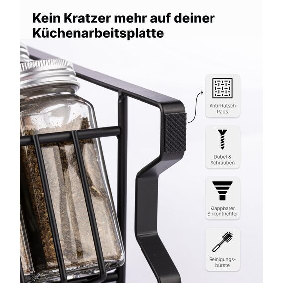 Deco haus® Gewürzregal Stehend & Wand [MIT GEWÜRZDOSEN & ETIKETTEN] - Gewürz Organizer - Spice Rack Organizer - Gewürzständer - Gewürzregalsystem Hängend - Gewürzaufbewahrung - Gewürzgläser mit Regal