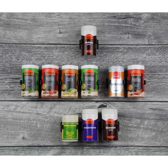 Kamoro HOME & KITCHEN Gewürzregal ohne Bohren Clips - Gewürz Organizer zum Kleben - 6 Streifen für 30 Gewürze (Schwarz)