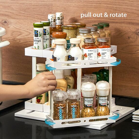 Melldrry Gewürzregal Ausziehbar, Drehteller Organizer, Schrank Organizer Küche, Drehbar Lazy Gewürzregal Küchen Organizer, Drehplatter Organizer Für Schrank Kühlschrank Küchen Arbeitsplaatte