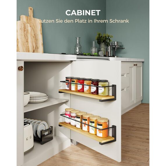 OROPY 2er Pack Gewürzregale Wandmontage für Küche, Gewürzhalter Organizer Hängend aus Kiefernholz, Küchenregal Wand Holz für Schranktür, Ankerkrautgläser, Gewürzdosen - Kiefernholz, 40x9cm