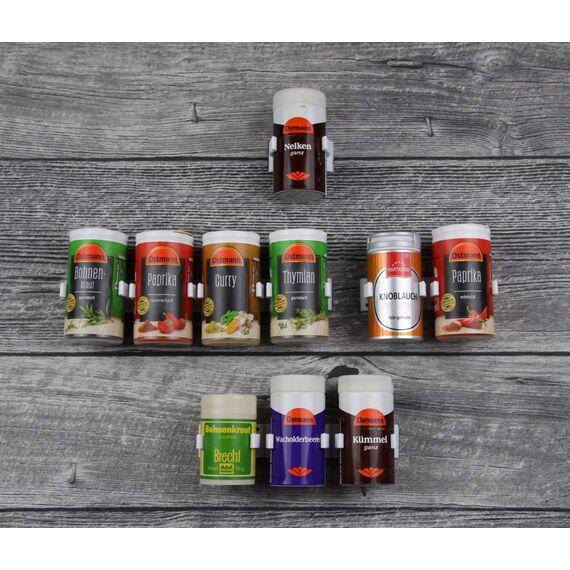 Kamoro HOME & KITCHEN Gewürzregal ohne Bohren Clips - Gewürz Organizer zum Kleben - 6 Streifen für 30 Gewürze (Weiß)
