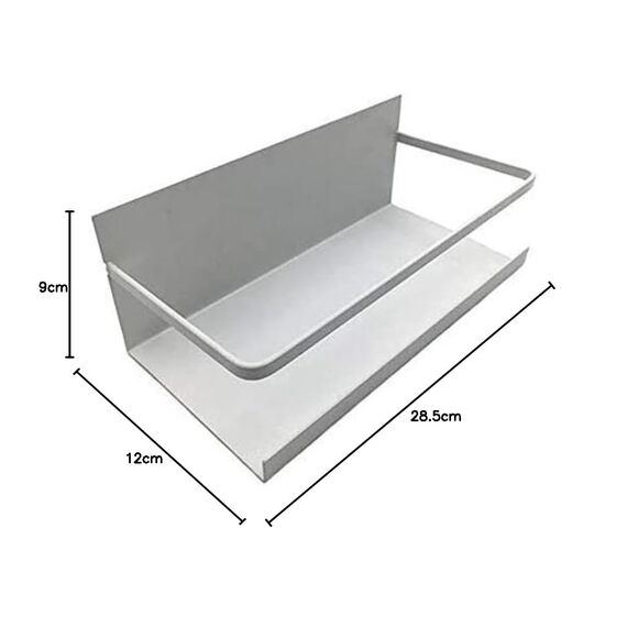 Luchs – 2er Set Magnetisches Regal für Kühlschrank aus Edelstahl, Hängeregal, Küchenregal, Gewürzregal, Kühlschrank Regal, Organizer mit Haken (Weiss)