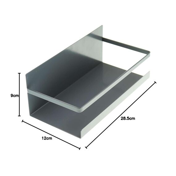 Luchs – 2er Set Magnetisches Regal für Kühlschrank aus Edelstahl, Hängeregal, Küchenregal, Gewürzregal, Kühlschrank Regal, Organizer inkl. 4 Haken (Anthrazit)