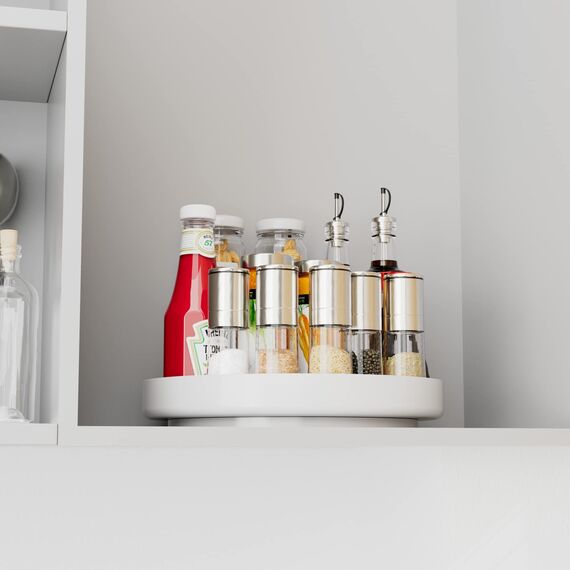 Ovicar Lazy Susan Schrank-Organizer – 27,9 cm Metall-Drehteller Lazy Susan für Küche, Gewürzregal, Speisekammer, Schrank, Badezimmer, Arbeitsplatte, Kühlschrank, Tisch, Aufbewahrung, Weiß