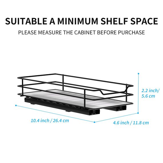 AIRUJIA Gewürzregal Ausziehbar, Spülschrank Organizer, Gewürzregal Schrank, Spülschrank Organizer, Anhebbares Waschbecken Regal, Gewürz Organizerfür Für Küche, L26.4*B11.8*H5.6CM