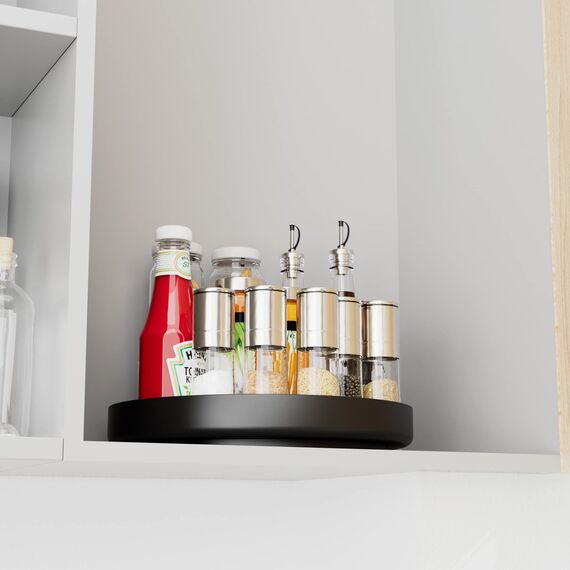 Ovicar Lazy Susan Drehteller-Organizer – 27,9 cm drehbares Gewürzregal aus Metall, Lazy Susan für Schrank, Speisekammer, Küche, Arbeitsplatte, Badezimmer, Kühlschrank, Tisch, Aufbewahrung, schwarz