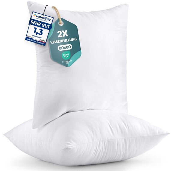 Utopia Bedding 2er Set Kissenfüllung 80 x 80 cm, Innenkissen Füllkissen Kopfkissen Sofakissen (Weiß)