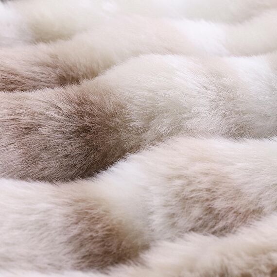 Madizz 2er Set Sanft Plüsch Kurze Wolle Samt Dekorativ Zierkissenbezüge Luxus Stil Kissenbezug für Sofa für Schlafzimmer Weiß Taupe 55x55 cm