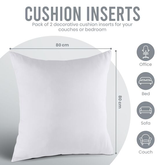 Utopia Bedding 2er Set Kissenfüllung 80 x 80 cm, Innenkissen Füllkissen Kopfkissen Sofakissen (Weiß)