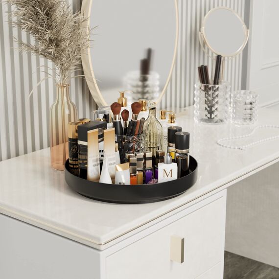 Ovicar Lazy Susan Drehteller-Organizer – 33 cm drehbares Gewürzregal aus Metall, Lazy Susan für Schrank, Speisekammer, Küche, Arbeitsplatte, Badezimmer, Kühlschrank, Tisch, Aufbewahrung, schwarz