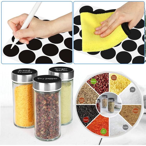 Gewürzregal mit 20 Gewürzgläsern 360° drehbar, Edelstahl Gewürzkarussell (430) mit Siebdeckeln, Gewürzständer stehend - Inkl. Etiketten, Stift & Trichter - Holzoptik, lebensmittelecht, staubdicht