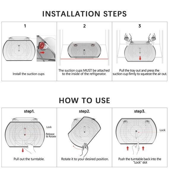 ROWNYEON Drehteller Kühlschrank Organizer Rechteckig,360° Drehplatte Kühlschrank,Lazy Susan Drehteller Fridge Organizer Drehbar,Gewürzregal Drehbar für Küchen Organizer,41,9cm
