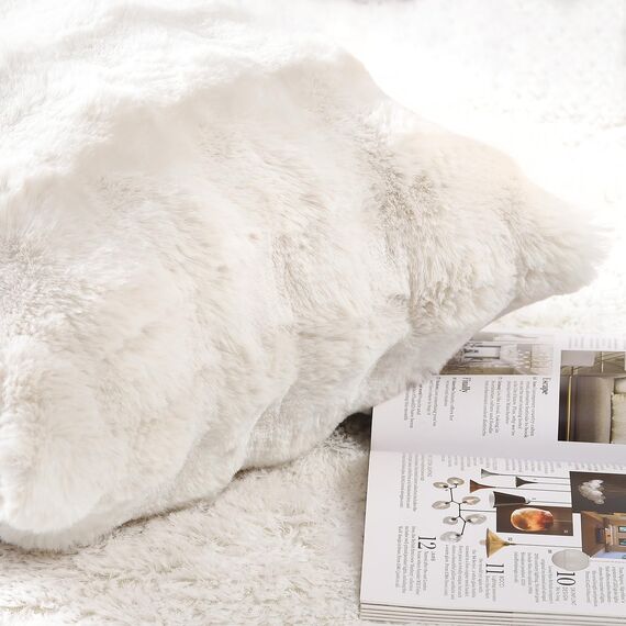 Madizz 2er Set Sanft Plüsch Kurze Wolle Samt Dekorativ Zierkissenbezüge Luxus Stil Kissenbezug für Sofa für Schlafzimmer Creme Weiß 45x45 cm