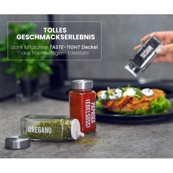 DEKOFY® Gewürzregal Mit 18 Gläsern - Zum Aufhängen für Wand & Schranktür - Ohne Bohren - Hängend, Gewürz Organizer