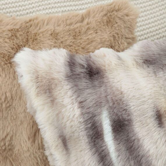 Madizz 2er Set Sanft Plüsch Kurze Wolle Samt Dekorativ Zierkissenbezüge Luxus Stil Kissenbezug für Sofa für Schlafzimmer Grau Taupe 65x65 cm