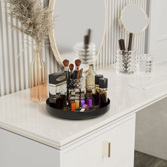 Ovicar Lazy Susan Drehteller-Organizer – 27,9 cm drehbares Gewürzregal aus Metall, Lazy Susan für Schrank, Speisekammer, Küche, Arbeitsplatte, Badezimmer, Kühlschrank, Tisch, Aufbewahrung, schwarz