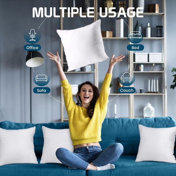 Utopia Bedding 4er Set Kissenfüllung 50 x 50 cm, Innenkissen Füllkissen Kopfkissen Sofakissen (Weiß)