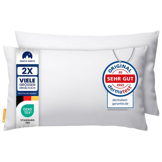 Gentle North Kopfkissen (50x70 cm groß) - 2er Set Kissen für Bett und als Dekokissen - Mit Reißverschluss für Füllung - Sofakissen - Zierkissen für Couch und Sofa - Ökotex - Waschbar bis 60° - Weiß