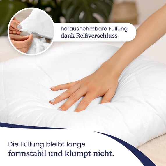 Gentle North Kopfkissen (80x80 cm groß) - 4er Set Kissen für Bett und als Dekokissen - Mit Reißverschluss für Füllung - Sofakissen - Zierkissen für Couch und Sofa - Ökotex - Waschbar bis 60° - Weiß