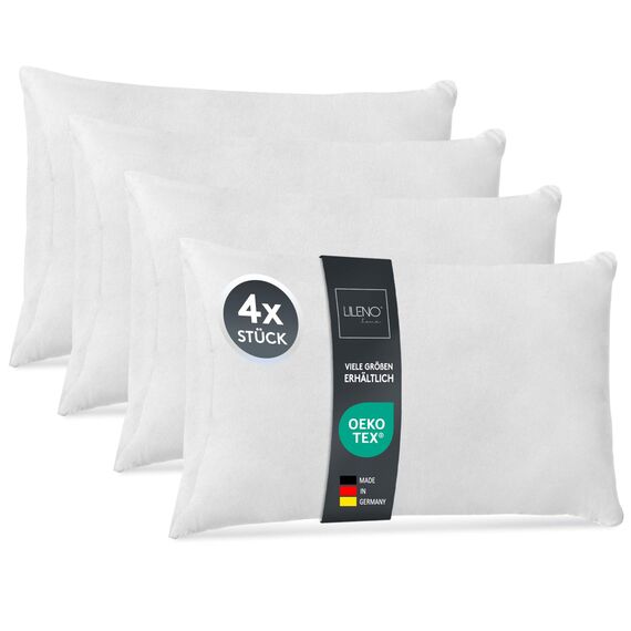 LILENO HOME 4er Set Kissenfüllung 30x50 cm - 40°C waschbares Innenkissen geeignet für Allergiker - Polyester Kisseninlet als Couchkissen, Sofa Kissen, Cocktailkissen und Kopfkissen