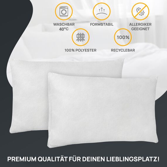 LILENO HOME 4er Set Kissenfüllung 30x50 cm - 40°C waschbares Innenkissen geeignet für Allergiker - Polyester Kisseninlet als Couchkissen, Sofa Kissen, Cocktailkissen und Kopfkissen