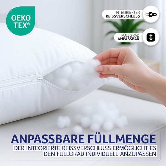 Gentle North Kopfkissen (45x45 cm groß) - 2er Set Kissen für Bett und als Dekokissen - Mit Reißverschluss für Füllung - Sofakissen - Zierkissen für Couch und Sofa - Ökotex - Waschbar bis 60° - Weiß