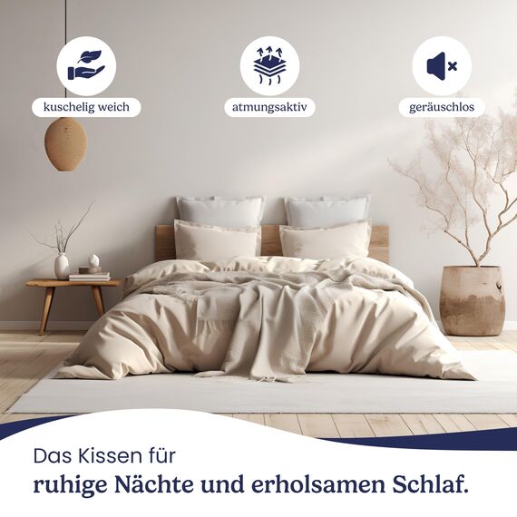 Gentle North Kopfkissen (50x70 cm groß) - 2er Set Kissen für Bett und als Dekokissen - Mit Reißverschluss für Füllung - Sofakissen - Zierkissen für Couch und Sofa - Ökotex - Waschbar bis 60° - Weiß