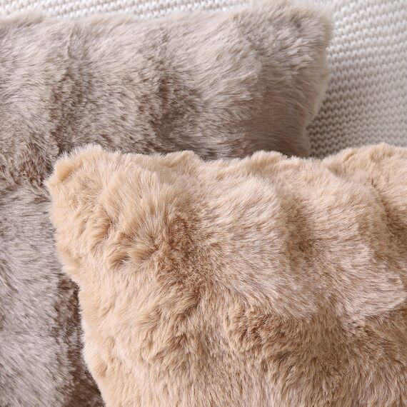 Madizz 2er Set Sanft Plüsch Kurze Wolle Samt Dekorativ Zierkissenbezüge Luxus Stil Kissenbezug für Sofa für Schlafzimmer Kamel 55x55 cm