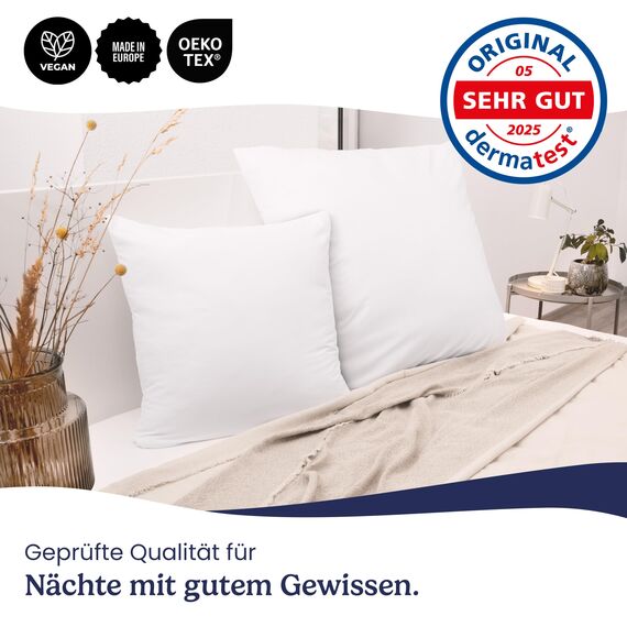 Gentle North Kopfkissen (80x80 cm groß) - 2er Set Kissen für Bett und als Dekokissen - Mit Reißverschluss für Füllung - Sofakissen - Zierkissen für Couch und Sofa - Ökotex - Waschbar bis 60° - Weiß