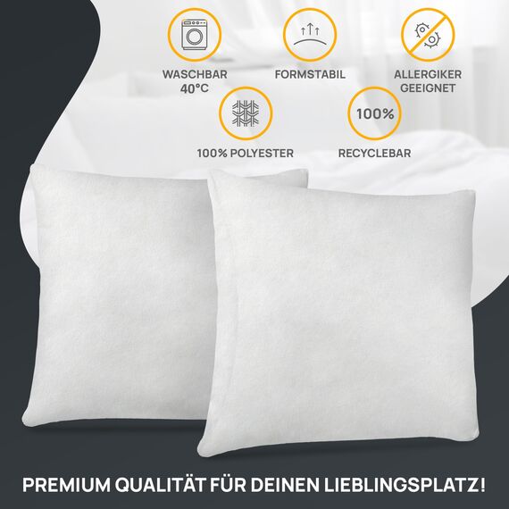 LILENO HOME 4er Set Kissenfüllung 45x55 cm - 40°C waschbares Innenkissen geeignet für Allergiker - Polyester Kisseninlet als Couchkissen, Sofa Kissen, Cocktailkissen und Kopfkissen