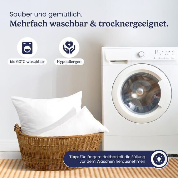 Gentle North Kopfkissen (50x70 cm groß) - 2er Set Kissen für Bett und als Dekokissen - Mit Reißverschluss für Füllung - Sofakissen - Zierkissen für Couch und Sofa - Ökotex - Waschbar bis 60° - Weiß