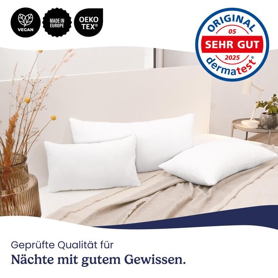 Gentle North Kopfkissen (40x80 cm groß) - 6er Set Kissen für Bett und als Dekokissen - Mit Reißverschluss für Füllung - Sofakissen - Zierkissen für Couch und Sofa - Ökotex - Waschbar bis 60° - Weiß