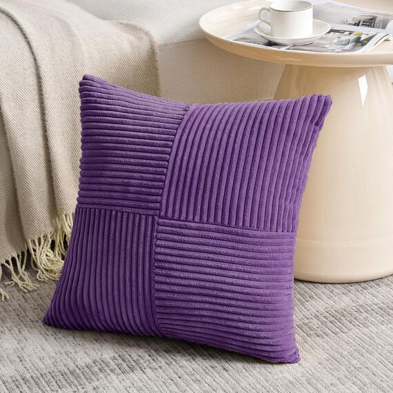FDTERN 2er Set Violett Kordsamt Kissenbezug 30x30 Weich Moderne Dekorative Kissenbezüge Kissenhülle Dekokissenbezug Sofakissen Dekokissen Boho Deko für Sofa Schlafzimmer Wohnzimmer Bett