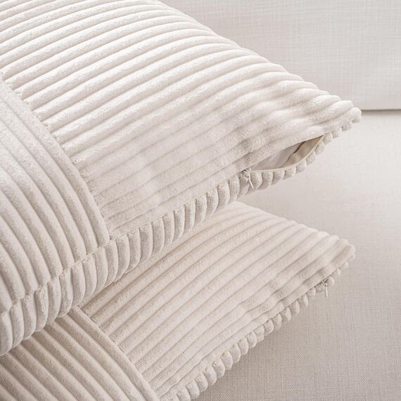FDTERN 2er Set Creme Beige Kordsamt Kissenbezug 30x40 Weich Moderne Dekorative Kissenbezüge Kissenhülle Dekokissenbezug Sofakissen Dekokissen Boho Deko für Sofa Schlafzimmer Wohnzimmer Bett