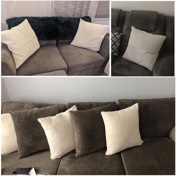 FDTERN 2er Set Creme Beige Kordsamt Kissenbezug 40x40 Weich Dekorative Kissenbezüge Kissenhülle Dekokissenbezug Sofakissen Dekokissen Boho Deko für Sofa Schlafzimmer Wohnzimmer